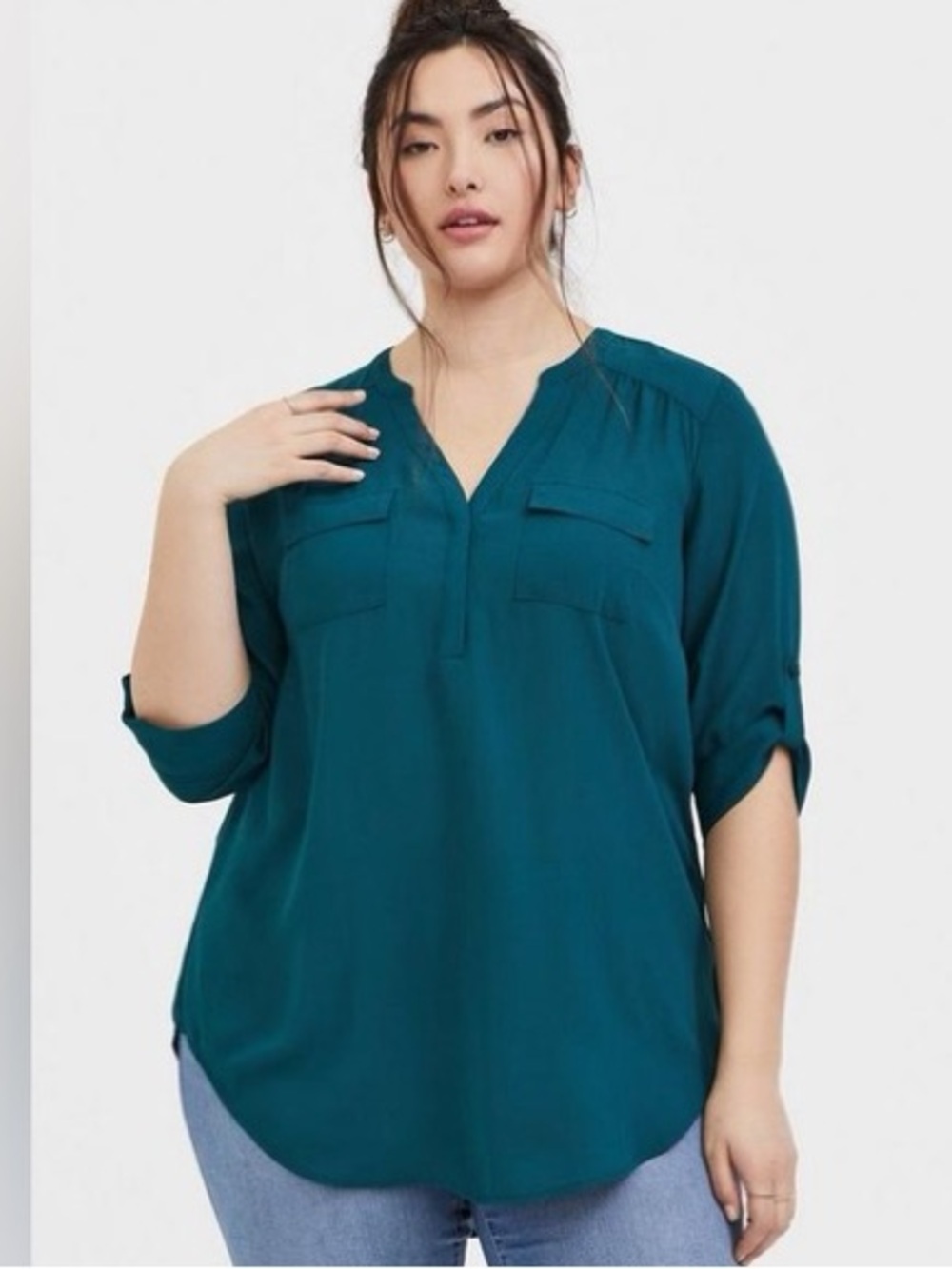 NWOT Torrid Harper Georgette ¾  Sleeve Pullover Blouse